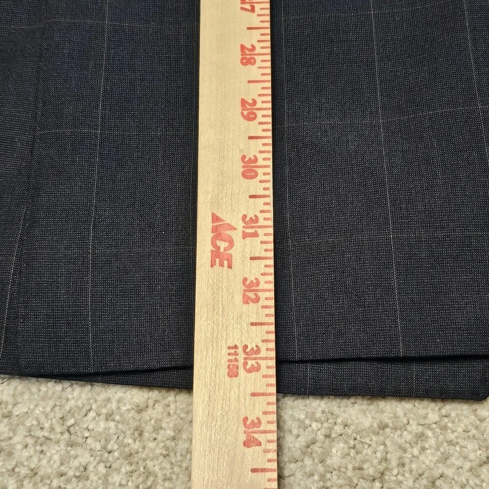 Ermenegildo Zegna Wool‎ Silk Blazer 42L Navy Windowpane Double Breasted Italy